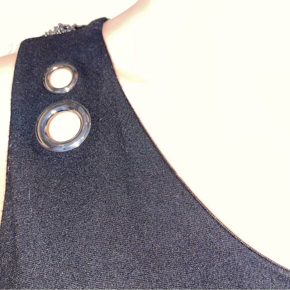 Marc New York dress black wool one strap W/shoulder strap chain detail SZ 14 - Picture 7 of 10